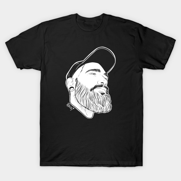 Beardy Beef - white lines T-Shirt by RobskiArt